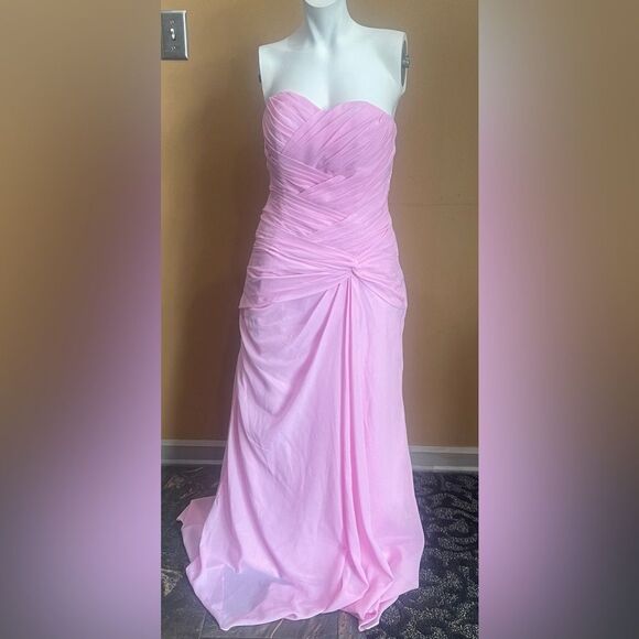 Jaeden Women's Strapless Pink Formal Long Evening Prom Gown - Picture 3 of 16